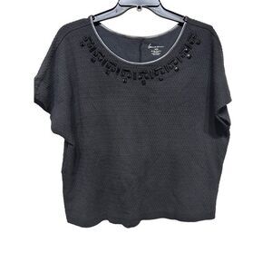 Lane Bryant Size 18 Top Black Short Sleeves‎ Thick Material Faux Leather